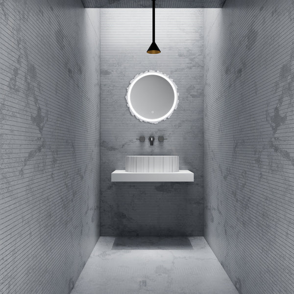 MonBlari Solid Surface Vessel Bowl Sink Bathroom Sink MR-A8851-MW-FrontView