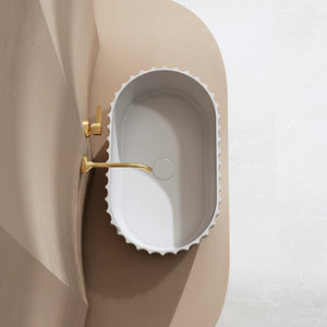 MonBlari Solid Surface Vessel Bowl Sink Bathroom Sink-MR-A8871-MW-TopView