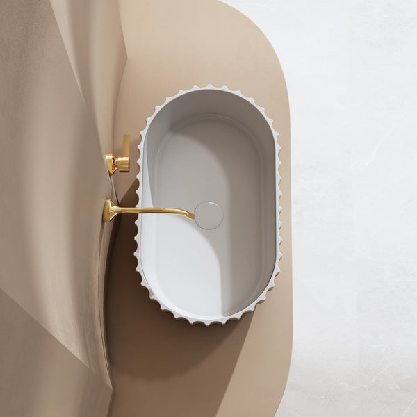 MonBlari Solid Surface Vessel Bowl Sink Bathroom Sink-MR-A8871-MW-TopView