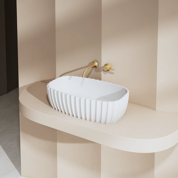 24 Inch MonBlari Solid Surface Vessel Bowl Sink Bathroom Sink-MR-A8872-MW-SideView