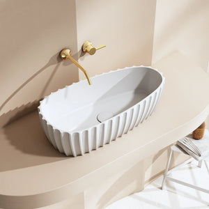 24 Inch MonBlari Solid Surface Vessel Bowl Sink Bathroom Sink-MR-A8875-MW-LeftTopView