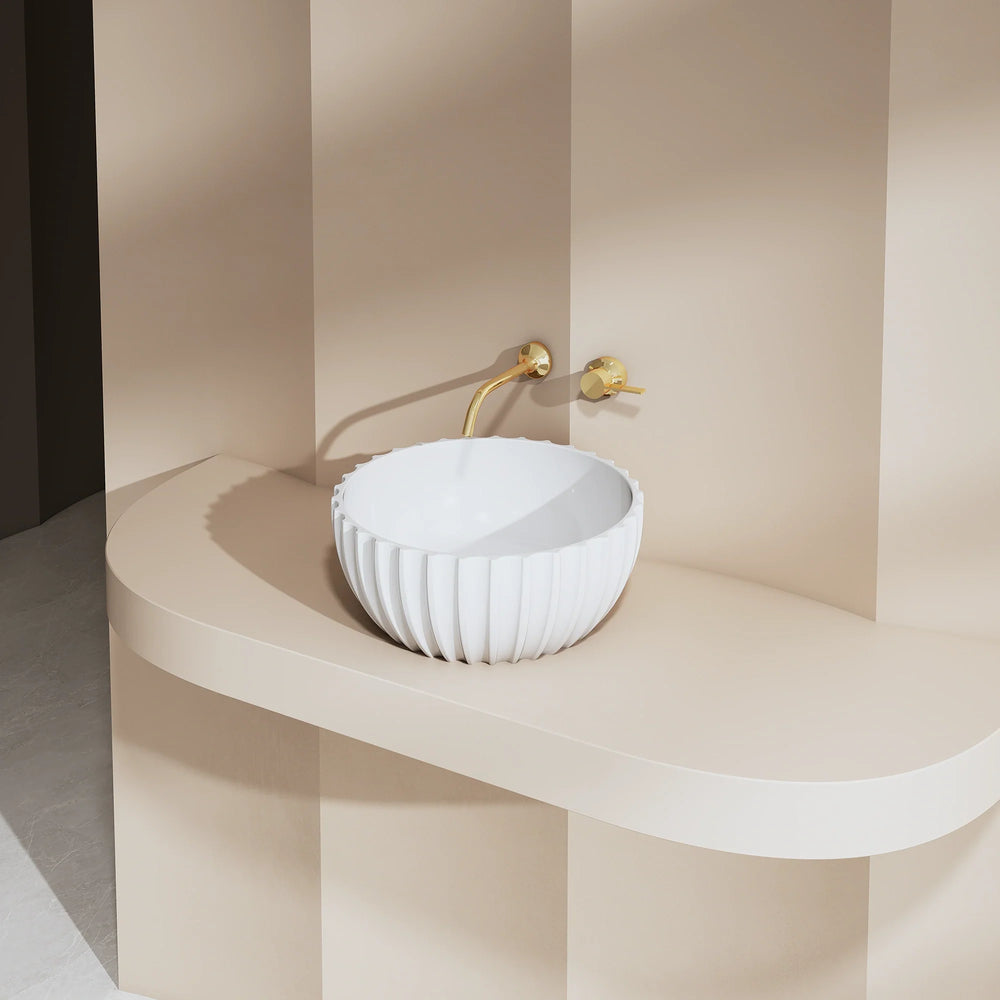 16 Inch MonBlari Solid Surface Vessel Bowl Sink Bathroom Sink-MR-A8879-MW-FrontView