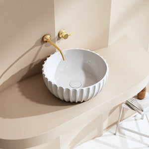 16 Inch MonBlari Solid Surface Vessel Bowl Sink Bathroom Sink-MR-A8879-MW-LeftTopView