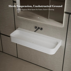 MoBlari MR-G8806-1 Rectangular Solid Surface Wall Mount Sink in White