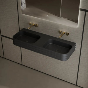 MoBlari MR-G8806-2 Rectangular Solid Surface Wall Mount Sink Double Design