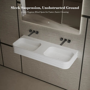 MoBlari MR-G8806-2 Rectangular Solid Surface Wall Mount Sink Double Design