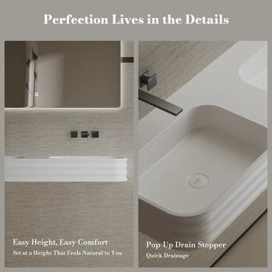MoBlari MR-G8806-2 Rectangular Solid Surface Wall Mount Sink Double Design