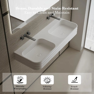 MoBlari MR-G8806-2 Rectangular Solid Surface Wall Mount Sink Double Design