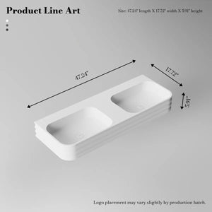 MoBlari MR-G8806-2 Rectangular Solid Surface Wall Mount Sink Double Design