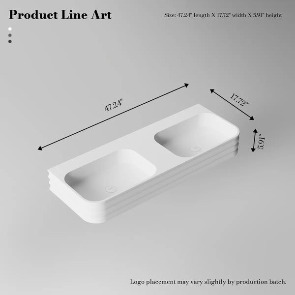MoBlari MR-G8806-2 Rectangular Solid Surface Wall Mount Sink Double Design