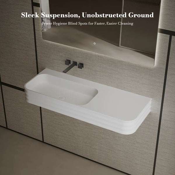 MoBlari MR-G8806-3 Rectangular Solid Surface Wall Hung Sink