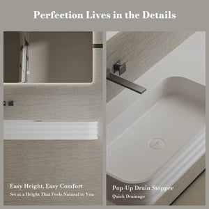 MoBlari MR-G8806-3 Rectangular Solid Surface Wall Hung Sink