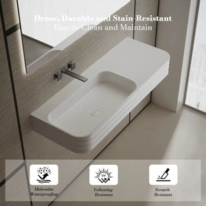 MoBlari MR-G8806-3 Rectangular Solid Surface Wall Hung Sink