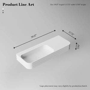 MoBlari MR-G8806-3 Rectangular Solid Surface Wall Hung Sink
