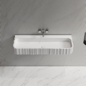 MoBlari MR-G8856-1 Rectangular Bathroom Sink Solid Surface Wall Mount Sink Fluted