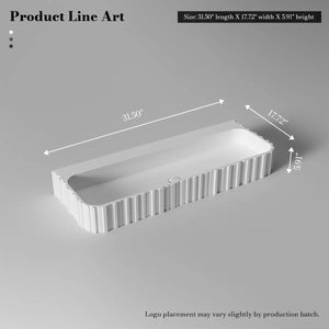 MoBlari MR-G8856-1 Rectangular Bathroom Sink Solid Surface Wall Mount Sink Fluted