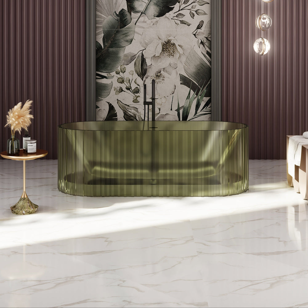 67 Inch MonBlari Resin Freestanding Bathtub MR-T88851-GR-FrontView