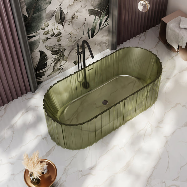 67 Inch MonBlari Resin Freestanding Bathtub MR-T88851-GR-LeftSide