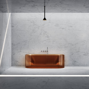 67 Inch MonBlari Resin Back to Wall Bathtub MR-T88856-RG-FrontView