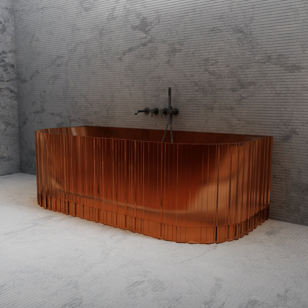 67 Inch MonBlari Resin Back to Wall Bathtub MR-T88856-RG-FrontView