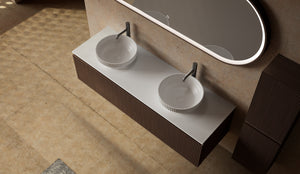 55 Inch MonBlari Marble Bathroom Floating Vanity With Mirror