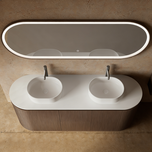 MonBlari Marble Bathroom Vanity With Mirror MW-V0696A-TopView
