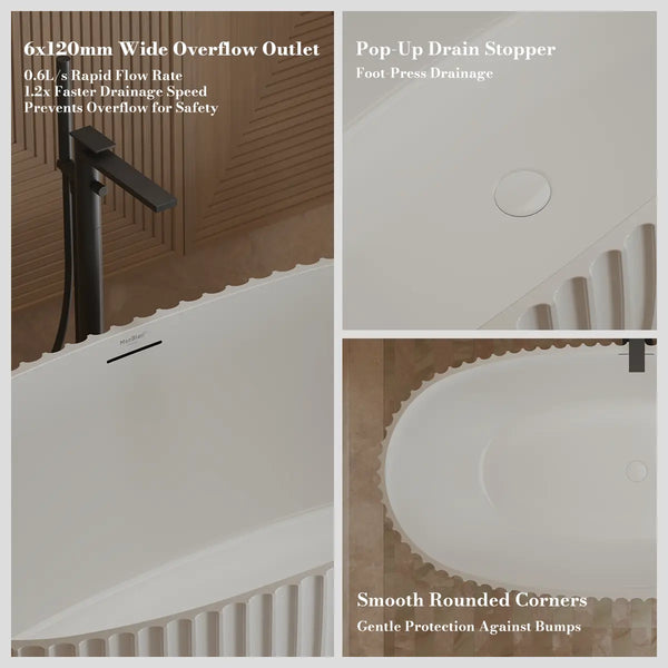 MonBlari MY‑66617 White Acrylic Freestanding Bathtub 1500mm-1700mm