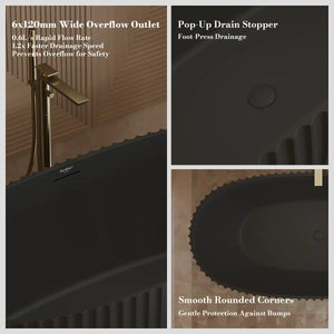 MonBlari MY‑66617 Black Acrylic Freestanding Bathtub 1500mm-1700mm