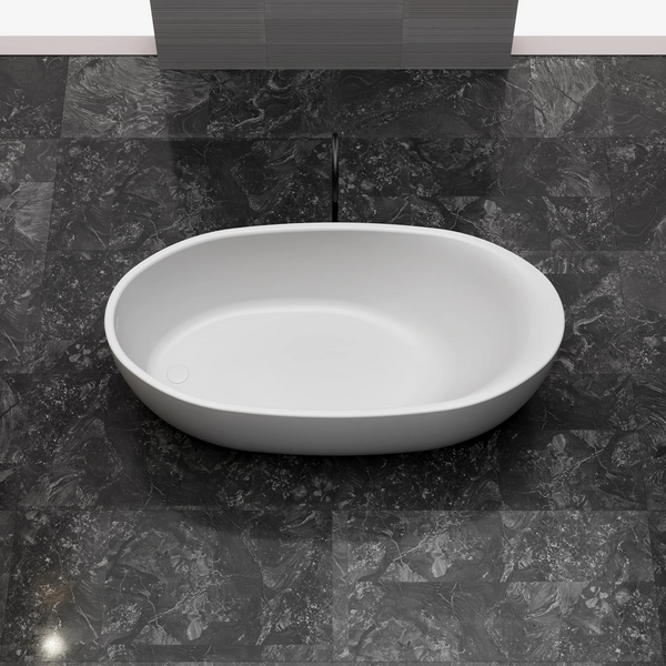 67 Inch MonBlari Solid Surface Freestanding BathtubMR88811MW-FrontTopView