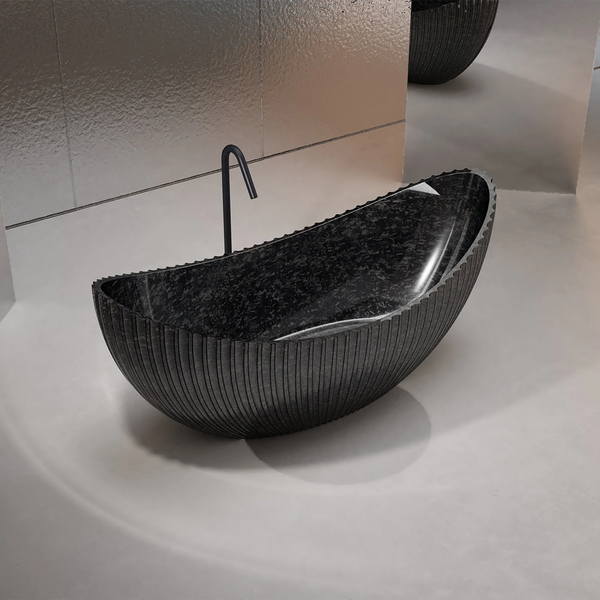 MonBlari MC-99918 Carbon Fiber Freestanding Bathtub 1800mm Side Top View Close-up