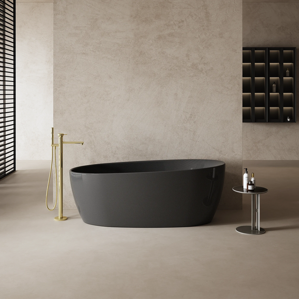 MonBlari MC-99972 Carbon Fiber Freestanding Bathtub 1700mm Front View Close-up