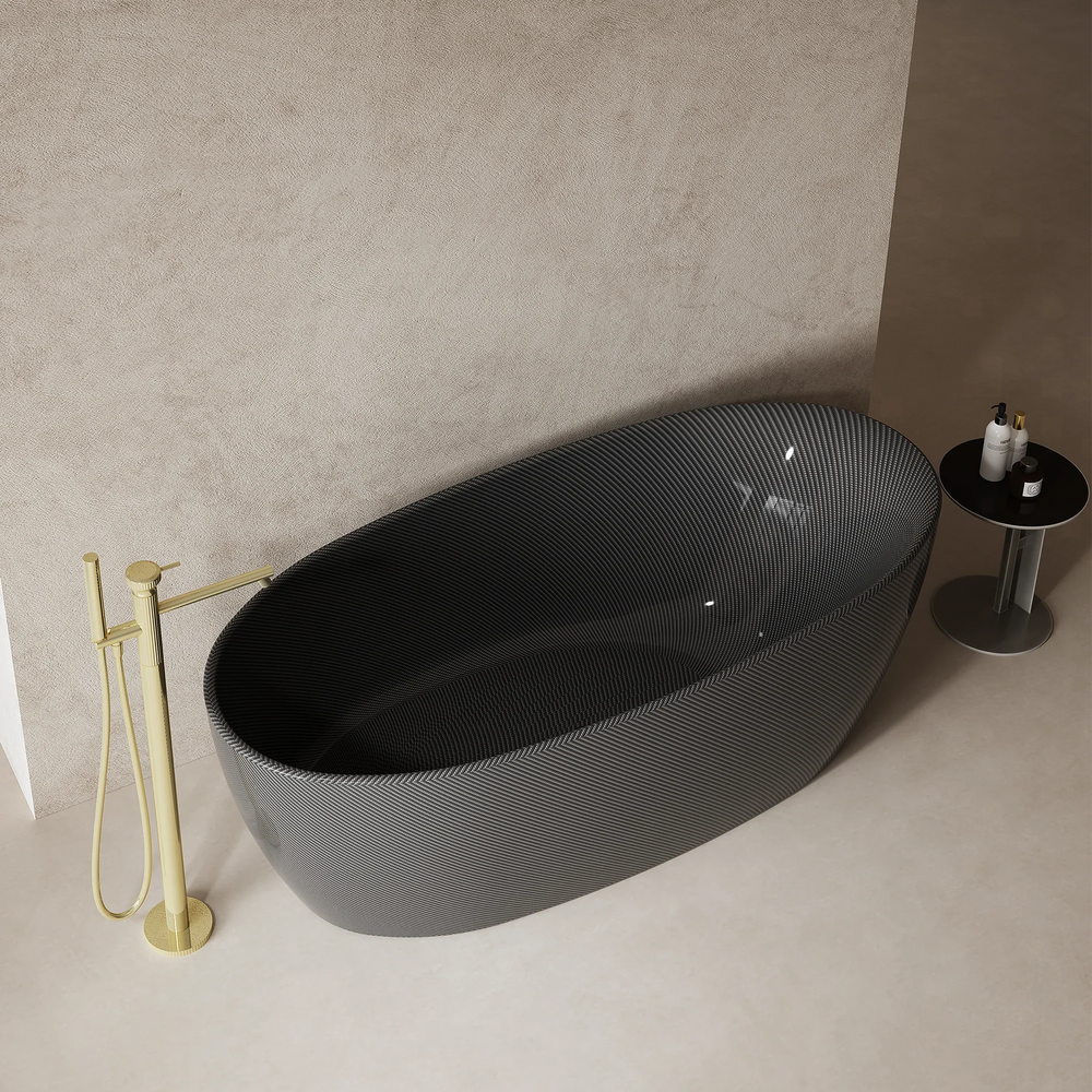 MonBlari MC-99972 Carbon Fiber Freestanding Bathtub 1700mm Front View Close-up