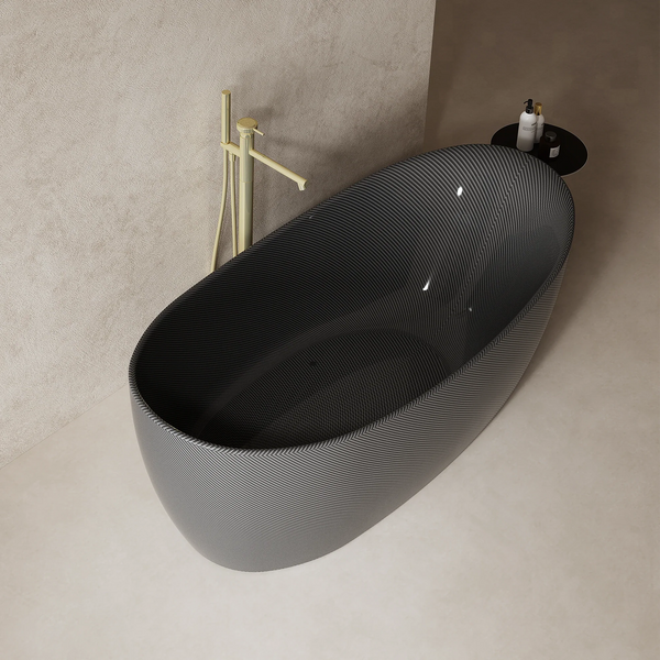 MonBlari MC-99973 Carbon Fiber Freestanding Bathtub 1700mm Diagonal Side Top View Close-up