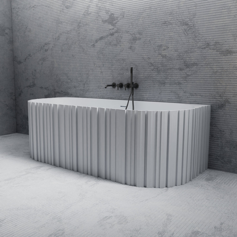 MonBlari Solid Surface Back to Wall Bathtub MR-88856 Front View