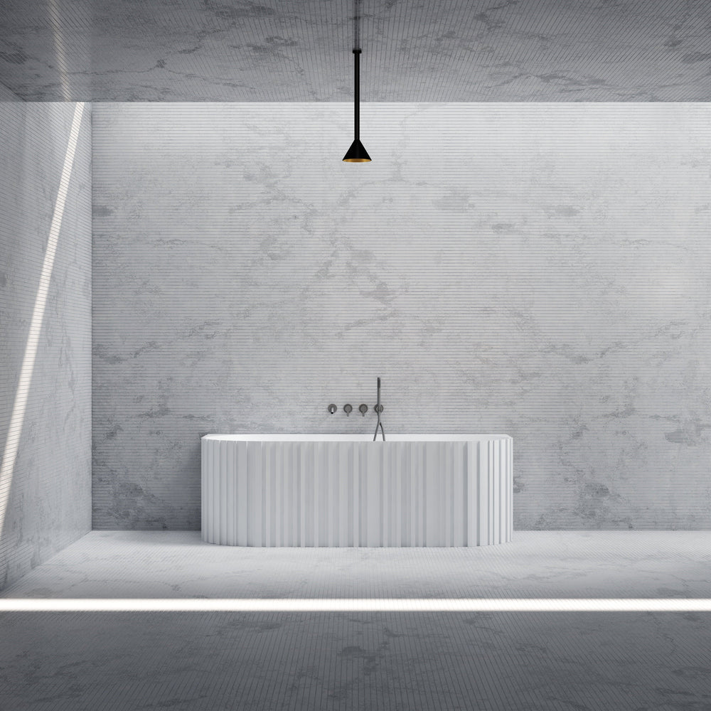 MonBlari Solid Surface Back to Wall Bathtub MR-88856 Front View