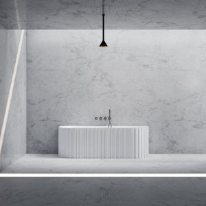 MonBlari Solid Surface Back to Wall Bathtub MR-88856 Front View