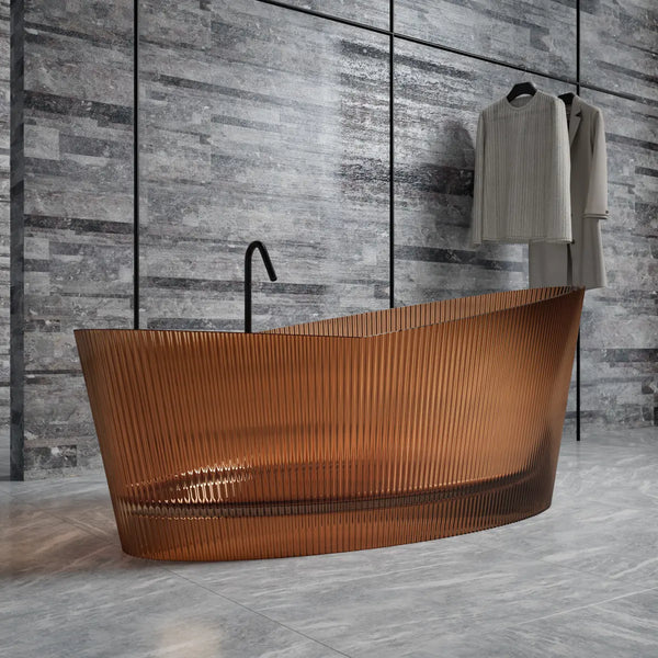 MonBlari TW-8308T Transparent Resin Single Slipper Bathtub Diagonal View