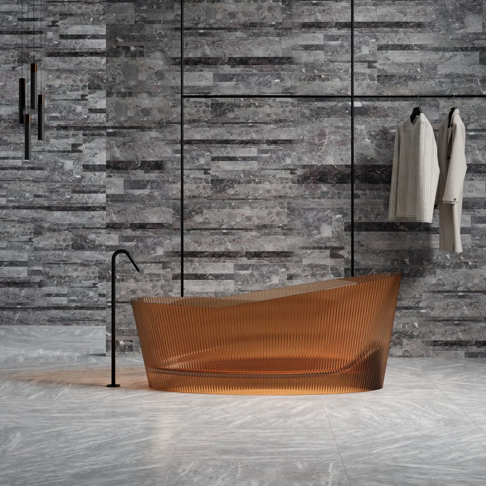 MonBlari TW-8308T Transparent Resin Single Slipper Bathtub Front View