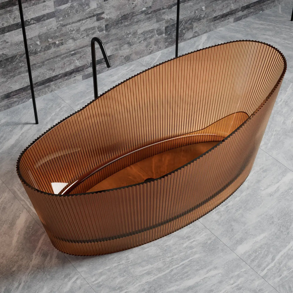MonBlari TW-8308T Transparent Resin Single Slipper Bathtub Front View