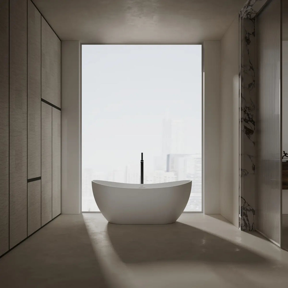 MonBlari TW-8505 Solid Surface Double Slipper Bathtub Front View