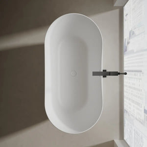 MonBlari TW-8505 Solid Surface Double Slipper Bathtub Top View Close-up