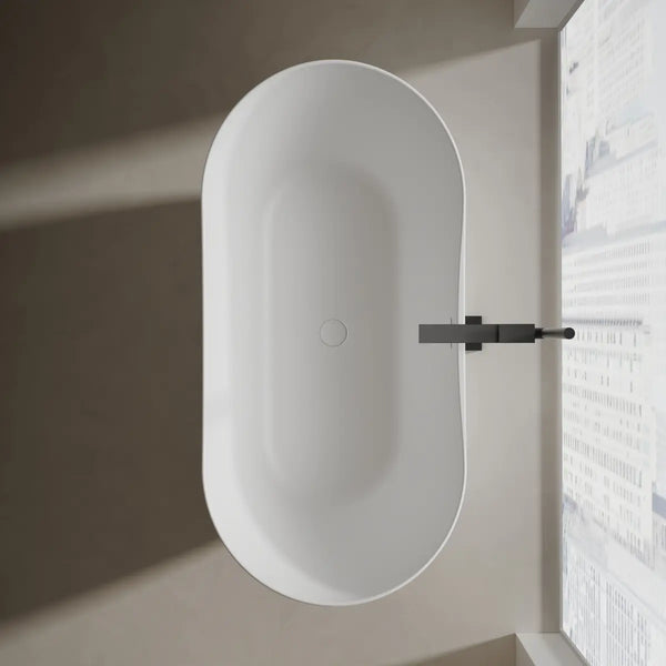 MonBlari TW-8505 Solid Surface Double Slipper Bathtub Top View Close-up