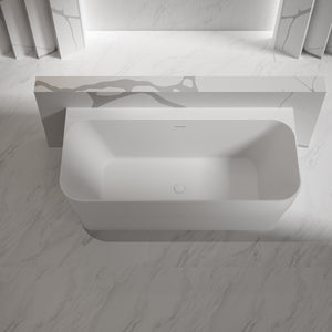 MonBlari TW-8609 Solid Surface Back-to-Wall Bathtub Front Top View Close-up