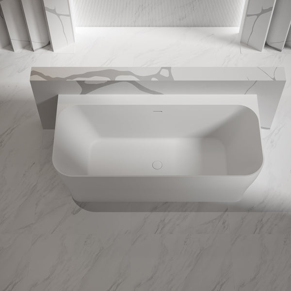 MonBlari TW-8609 Solid Surface Back-to-Wall Bathtub Front Top View Close-up