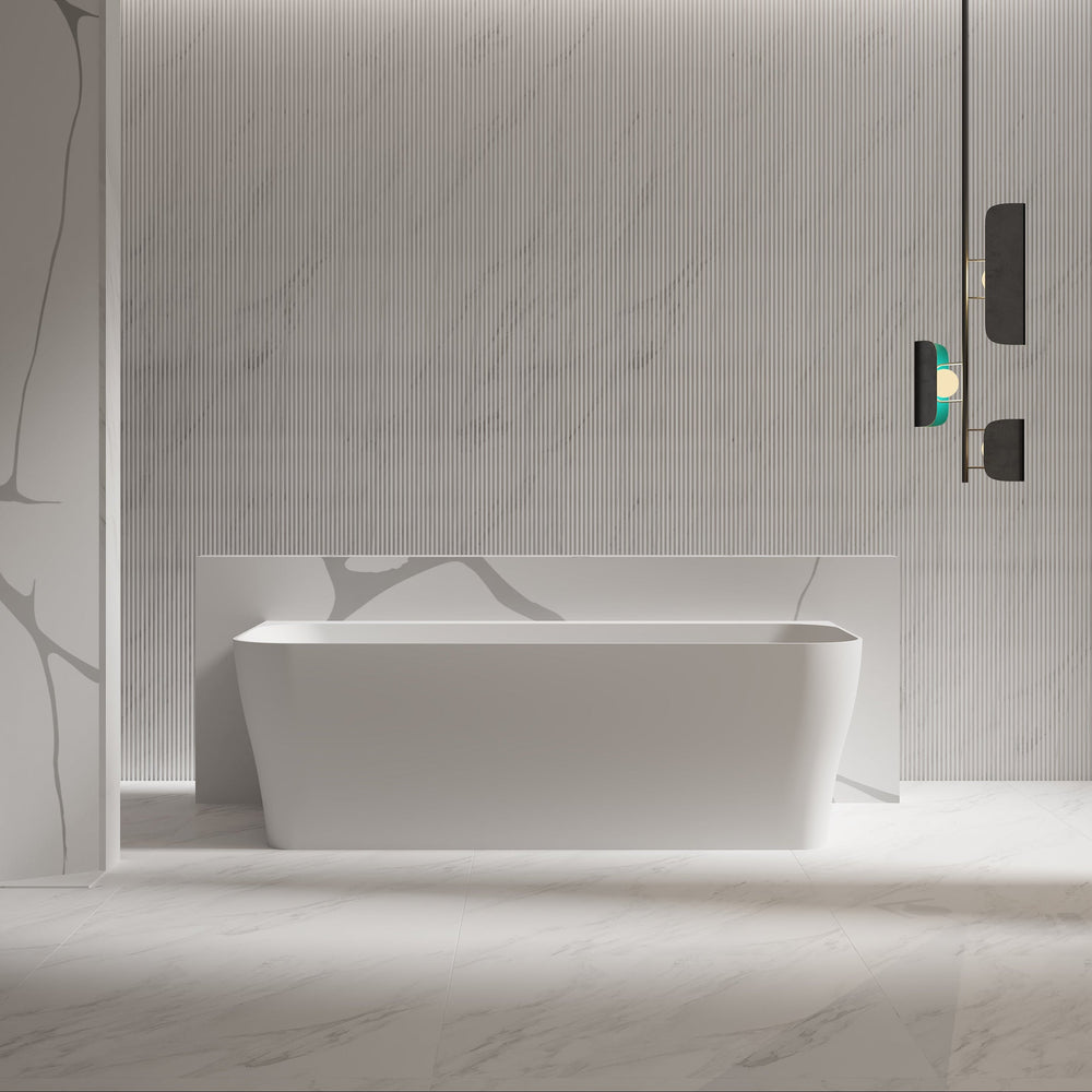 MonBlari TW-8609 Solid Surface Back-to-Wall Bathtub Front View