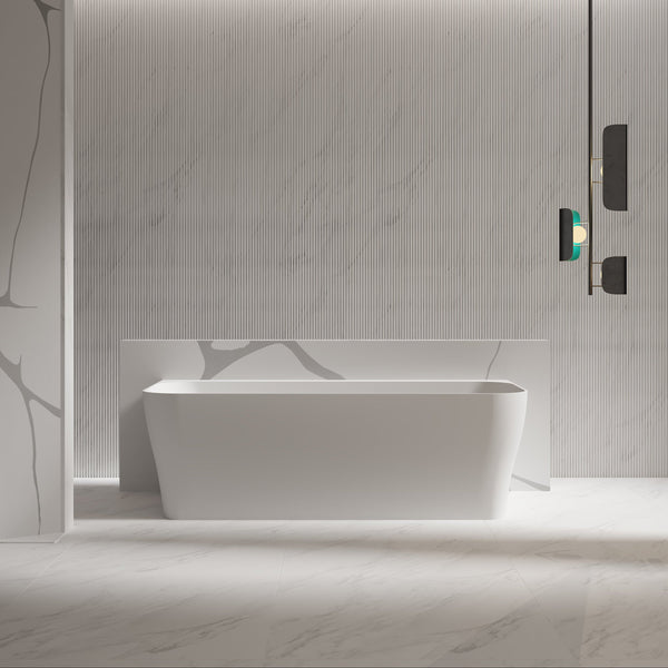 MonBlari TW-8609 Solid Surface Back-to-Wall Bathtub Front View