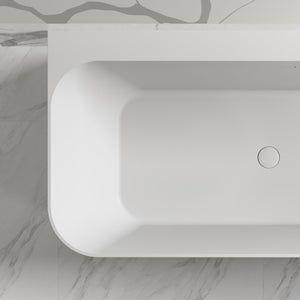 MonBlari TW-8609 Solid Surface Back-to-Wall Bathtub Left Side Top View Close-up