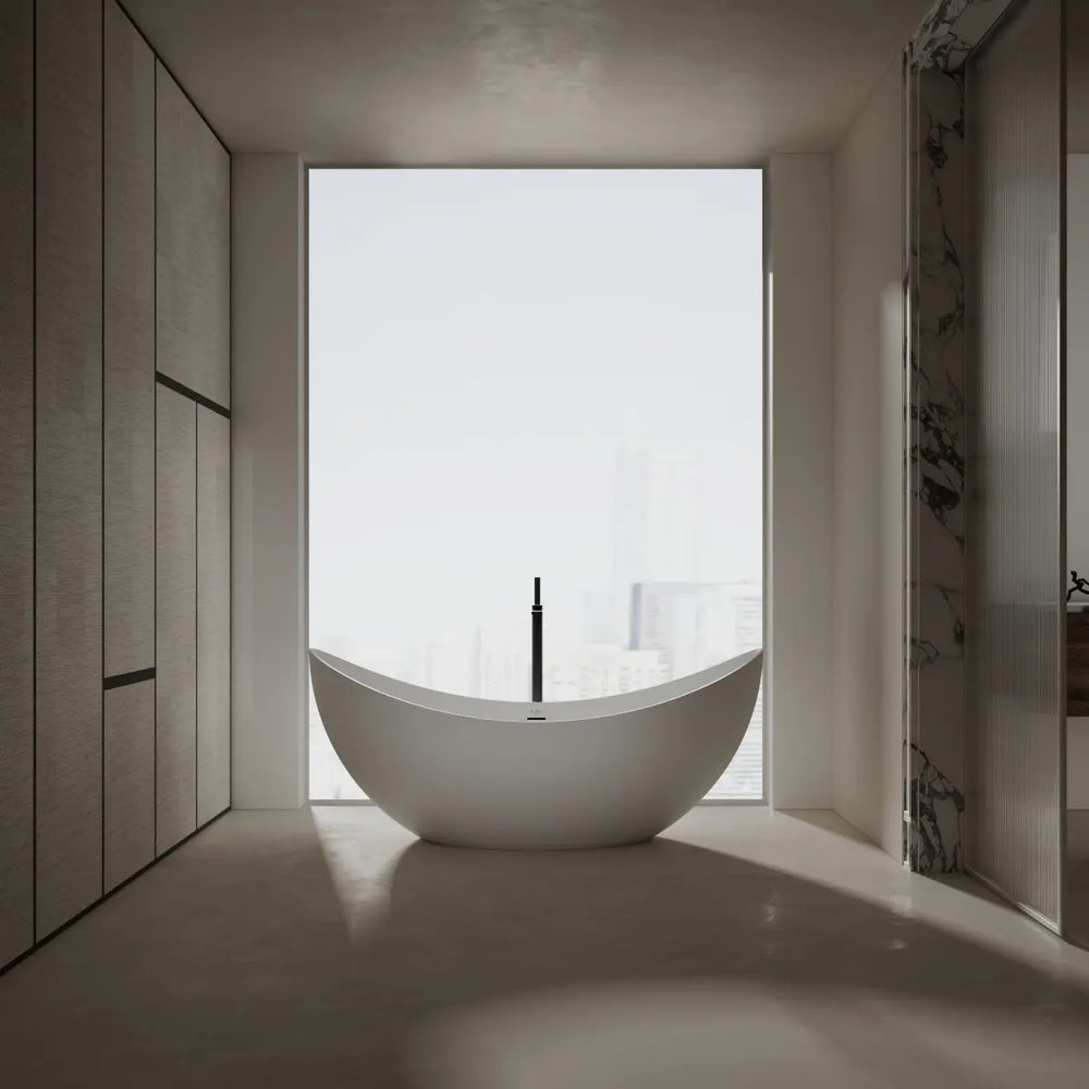 MonBlari TW-8618 Solid Surface Double Slipper Bathtub Front View