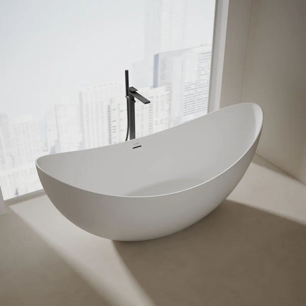 MonBlari TW-8618 Solid Surface Double Slipper Bathtub Front View