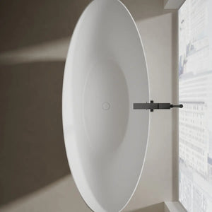 MonBlari TW-8618 Solid Surface Double Slipper Bathtub Top View Close-up